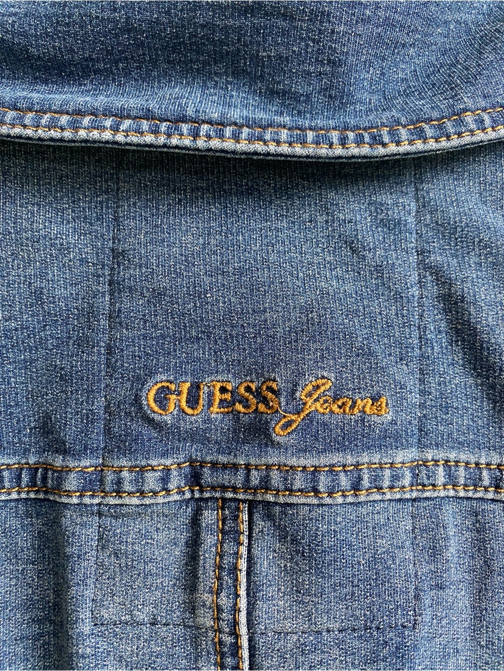 ICONIC GUESS Blue Denim Button-Front Short Sleeve Overall Dress - Picture 9 of 14